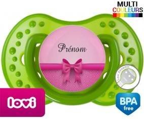 Flot rose + prénom : Sucette LOVI Dynamic personnalisée