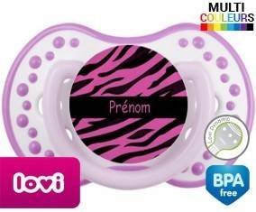 Tigre rose + prénom: Sucette LOVI Dynamic-su7.fr