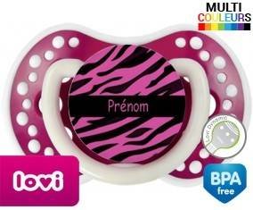 Tigre rose + prénom: Sucette LOVI Dynamic-su7.fr