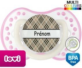 Ecossais beige + prénom: Sucette LOVI Dynamic-su7.fr