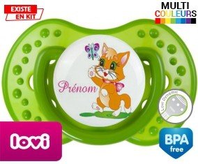 Chat papillon style1 + prénom: Sucette LOVI Dynamic-su7.fr