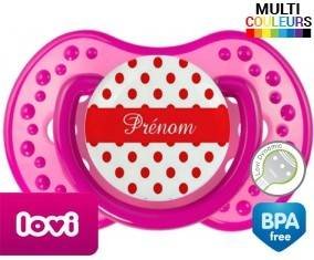 Pois rouge + prénom: Sucette LOVI Dynamic-su7.fr