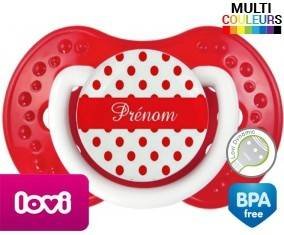 Pois rouge + prénom: Sucette LOVI Dynamic-su7.fr