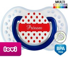 Pois rouge + prénom: Sucette LOVI Dynamic-su7.fr