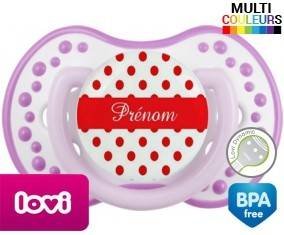 Pois rouge + prénom: Sucette LOVI Dynamic-su7.fr