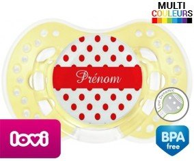 Pois rouge + prénom: Sucette LOVI Dynamic-su7.fr