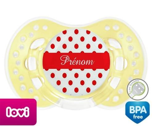 Pois rouge + prénom: Sucette LOVI Dynamic-su7.fr