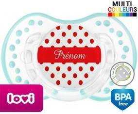 Pois rouge + prénom: Sucette LOVI Dynamic-su7.fr