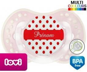 Pois rouge + prénom: Sucette LOVI Dynamic-su7.fr