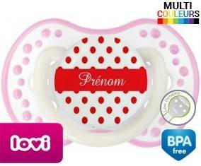 Pois rouge + prénom: Sucette LOVI Dynamic-su7.fr