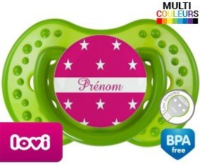 Tetine Étoile rose + prénom embout LOVI Dynamic personnalisée