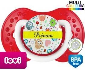 Hibou et fond rose + prénom: Sucette LOVI Dynamic-su7.fr