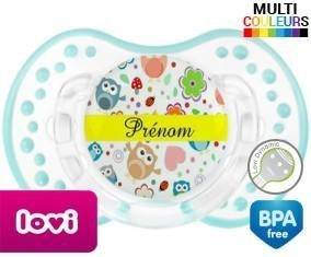 Hibou et fond rose + prénom: Sucette LOVI Dynamic-su7.fr