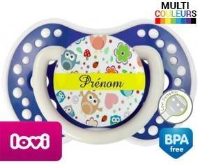 Hibou et fond rose + prénom: Sucette LOVI Dynamic-su7.fr
