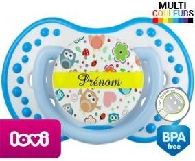 Hibou et fond rose + prénom: Sucette LOVI Dynamic-su7.fr