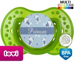 Oursons bleu + prénom : Sucette LOVI Dynamic personnalisée