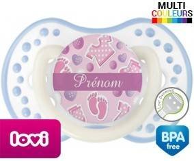 Bouton rose + prénom: Sucette LOVI Dynamic-su7.fr