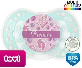 Bouton rose + prénom: Sucette LOVI Dynamic-su7.fr