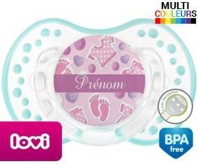 Bouton rose + prénom: Sucette LOVI Dynamic-su7.fr