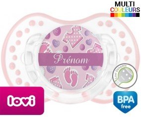 Bouton rose + prénom: Sucette LOVI Dynamic-su7.fr
