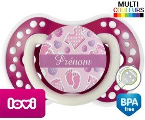 Bouton rose + prénom: Sucette LOVI Dynamic-su7.fr