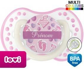 Bouton rose + prénom: Sucette LOVI Dynamic-su7.fr