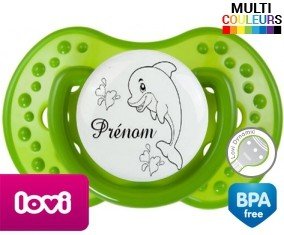 Dauphin amusant + prénom : Tétine LOVI Dynamic personnalisée