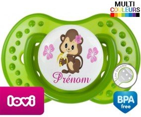 Singe noeud papillon + prénom : Sucette LOVI Dynamic personnalisée