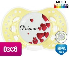 Pleins de cœurs + prénom: Sucette LOVI Dynamic-su7.fr