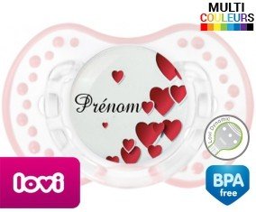 Pleins de cœurs + prénom: Sucette LOVI Dynamic-su7.fr