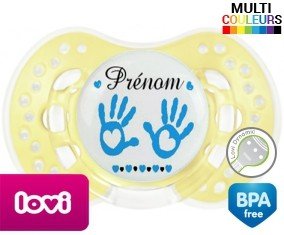 Main de bébé (garçon) + prénom: Sucette LOVI Dynamic-su7.fr