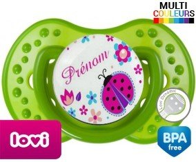 Coccinelle + prénom style 1 : Sucette LOVI Dynamic personnalisée
