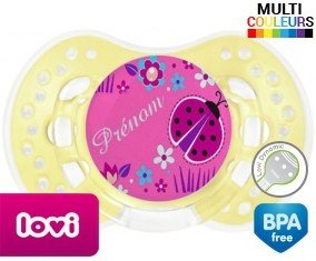 Originale coccinelle rose + prénom: Sucette LOVI Dynamic-su7.fr