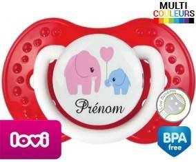 Elphants bleu et rose + prénom: Sucette LOVI Dynamic-su7.fr