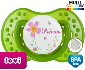 Tige et fleur + prénom : Sucette LOVI Dynamic personnalisée