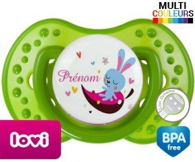 Tetine Lapinou + prénom embout LOVI Dynamic personnalisée