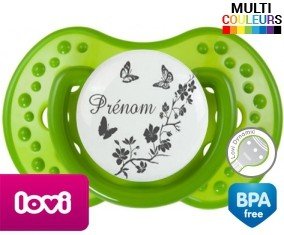 Papillons + prénom : Tétine LOVI Dynamic personnalisée