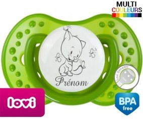 Tetine Chat papillon style2 + prénom embout LOVI Dynamic personnalisée