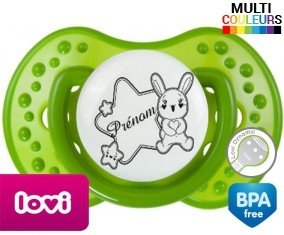 Lapin étoile + prénom : Tétine LOVI Dynamic personnalisée