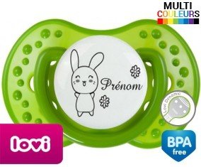 Lapin fleur + prénom: Sucette LOVI Dynamic-su7.fr