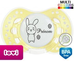 Lapin fleur + prénom: Sucette LOVI Dynamic-su7.fr