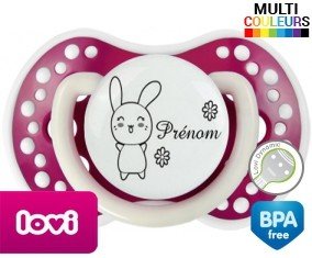 Lapin fleur + prénom: Sucette LOVI Dynamic-su7.fr