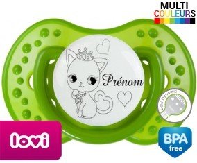 Chat princesse + prénom : Tétine LOVI Dynamic personnalisée