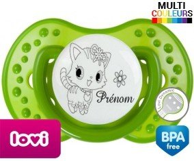 Chat fleur + prénom : Sucette LOVI Dynamic personnalisée