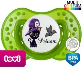 Tetine Chat chauve souris + prénom embout LOVI Dynamic personnalisée