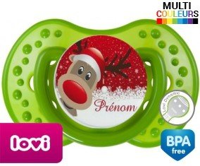 Cerf de noël + prénom style 1 : Sucette LOVI Dynamic personnalisée