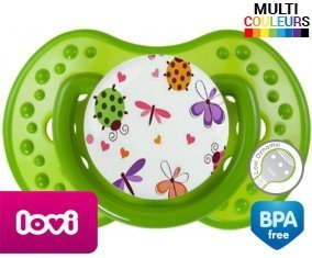 Papillons coccinelles + prénom : Sucette LOVI Dynamic personnalisée