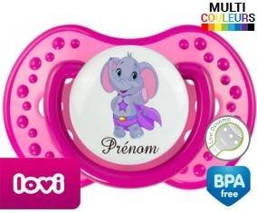 Elephant super héros + prénom: Sucette LOVI Dynamic-su7.fr