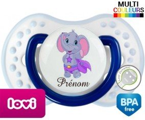 Elephant super héros + prénom: Sucette LOVI Dynamic-su7.fr