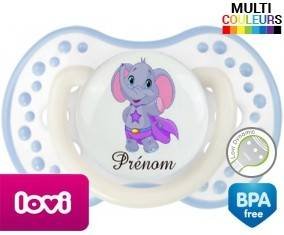 Elephant super héros + prénom: Sucette LOVI Dynamic-su7.fr